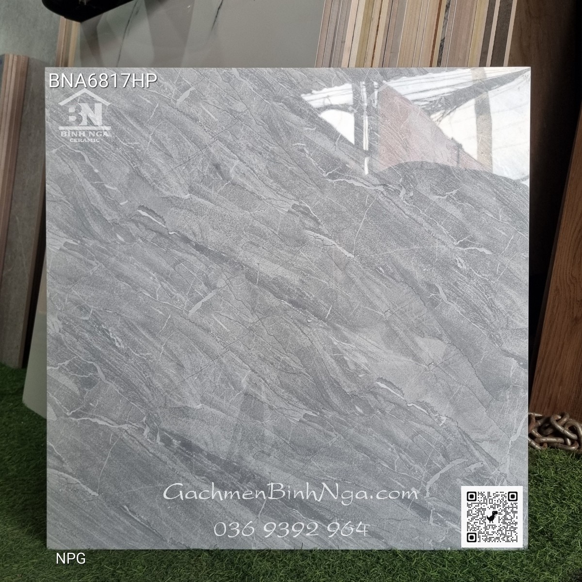 gạch bóng kính 60x60 vân đá màu xám