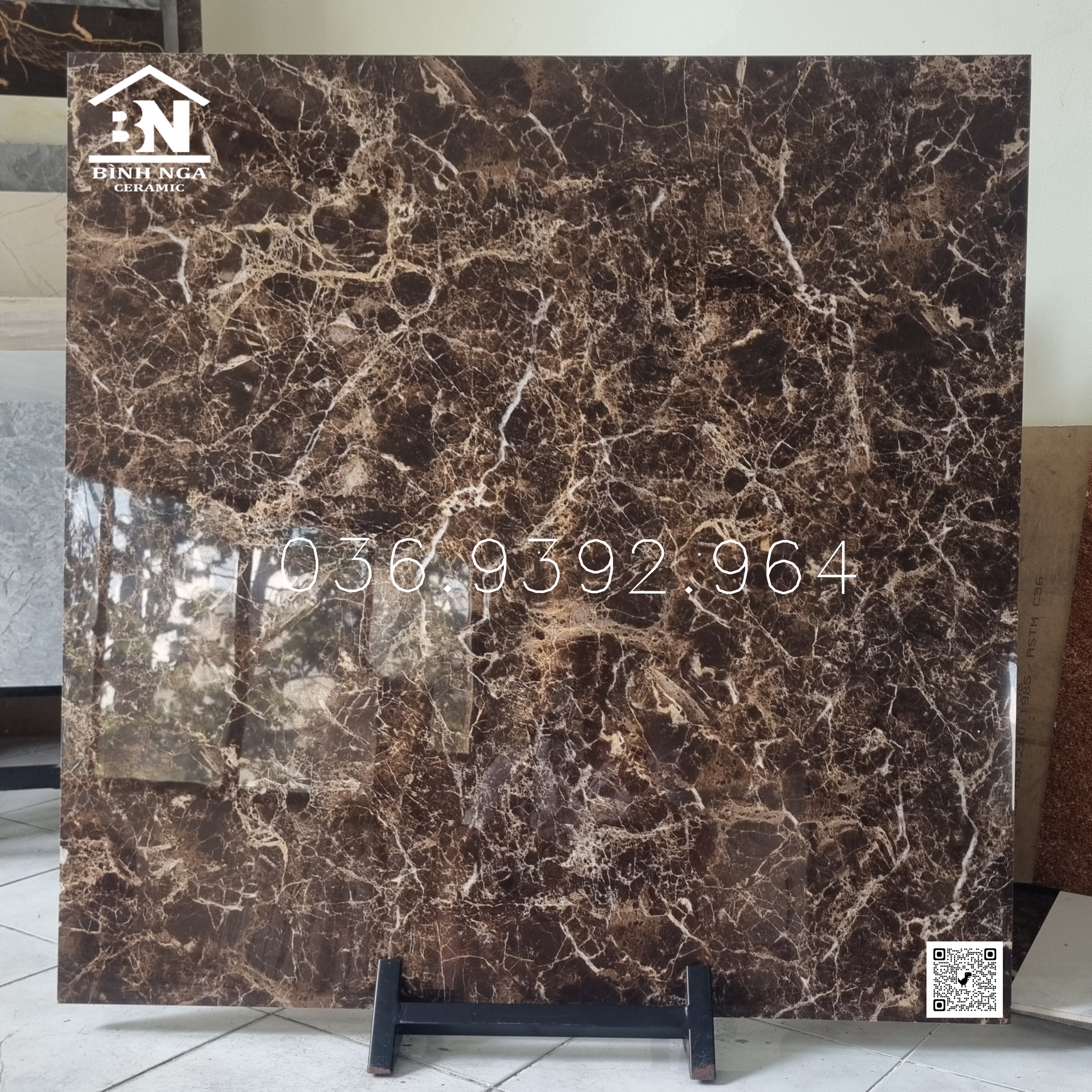 Gạch 1000x1000 vân đá nâu vũ trụ bóng kiếng