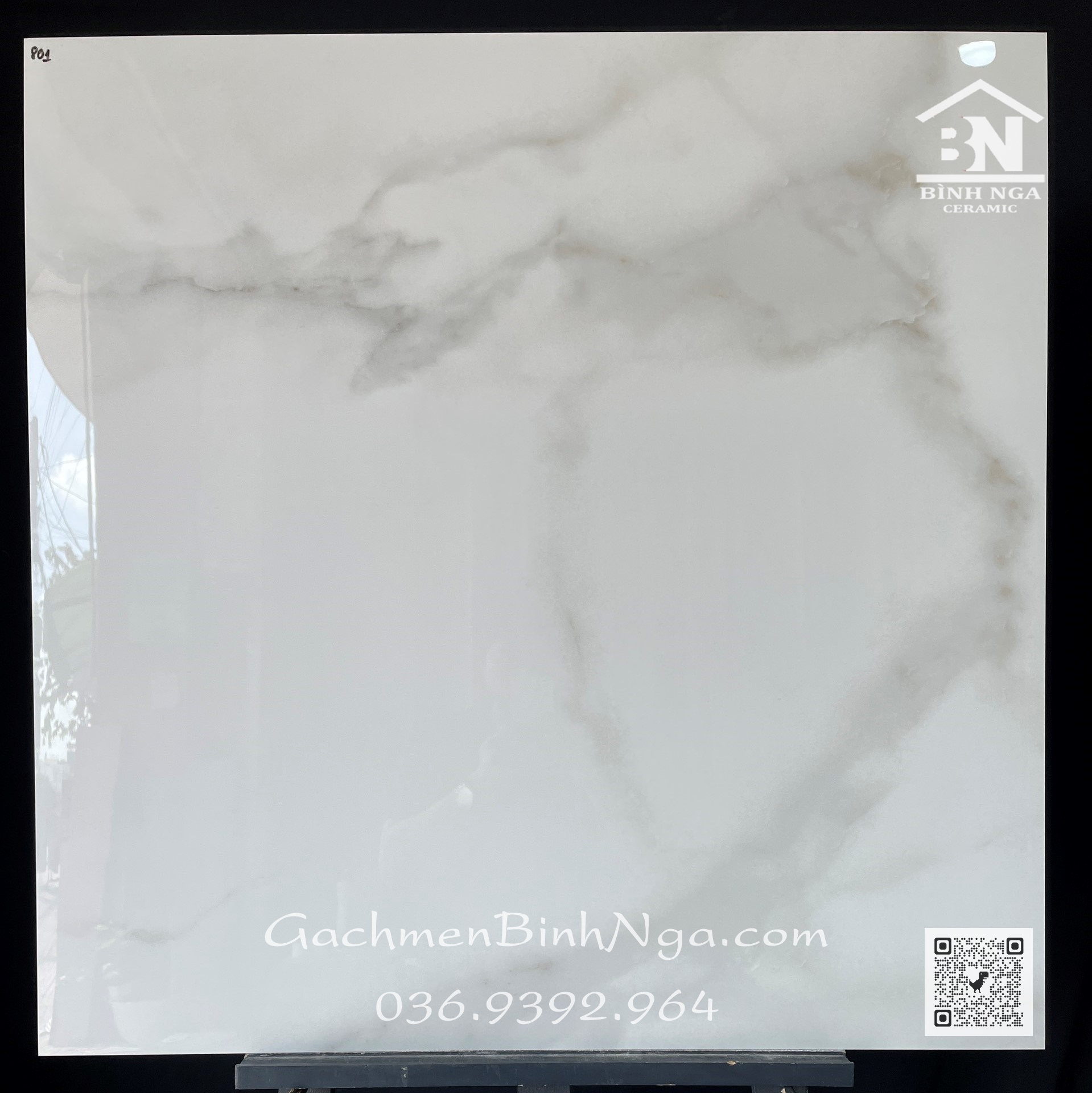 Gạch lát nền bóng kiếng cao cấp 80x80 màu trắng vân mây nhập khẩu