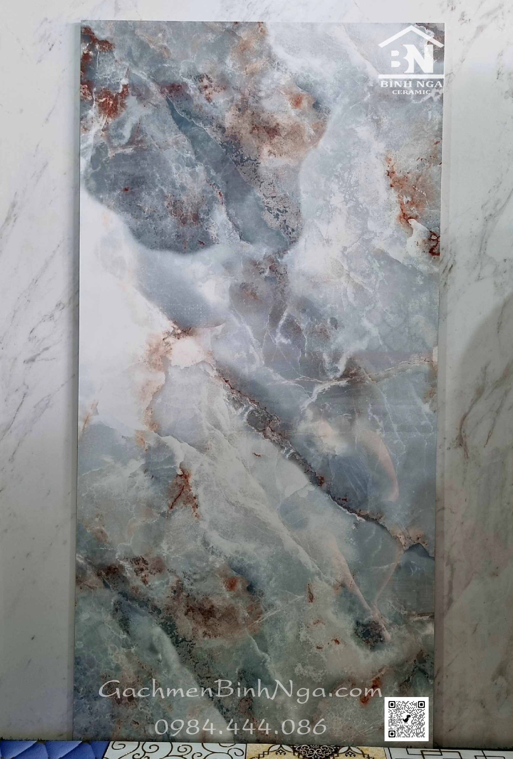 Gạch lát biệt thự 80x160 vân đá quý ngọc bích