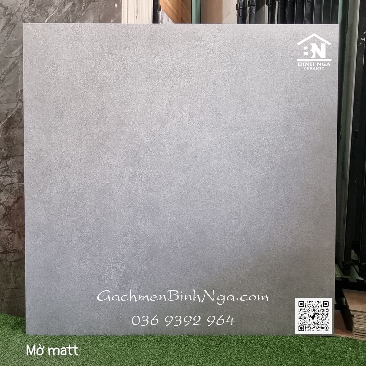 Gạch nhập khẩu 1m2x1m2 màu xám xi măng bề mặt mờ matt