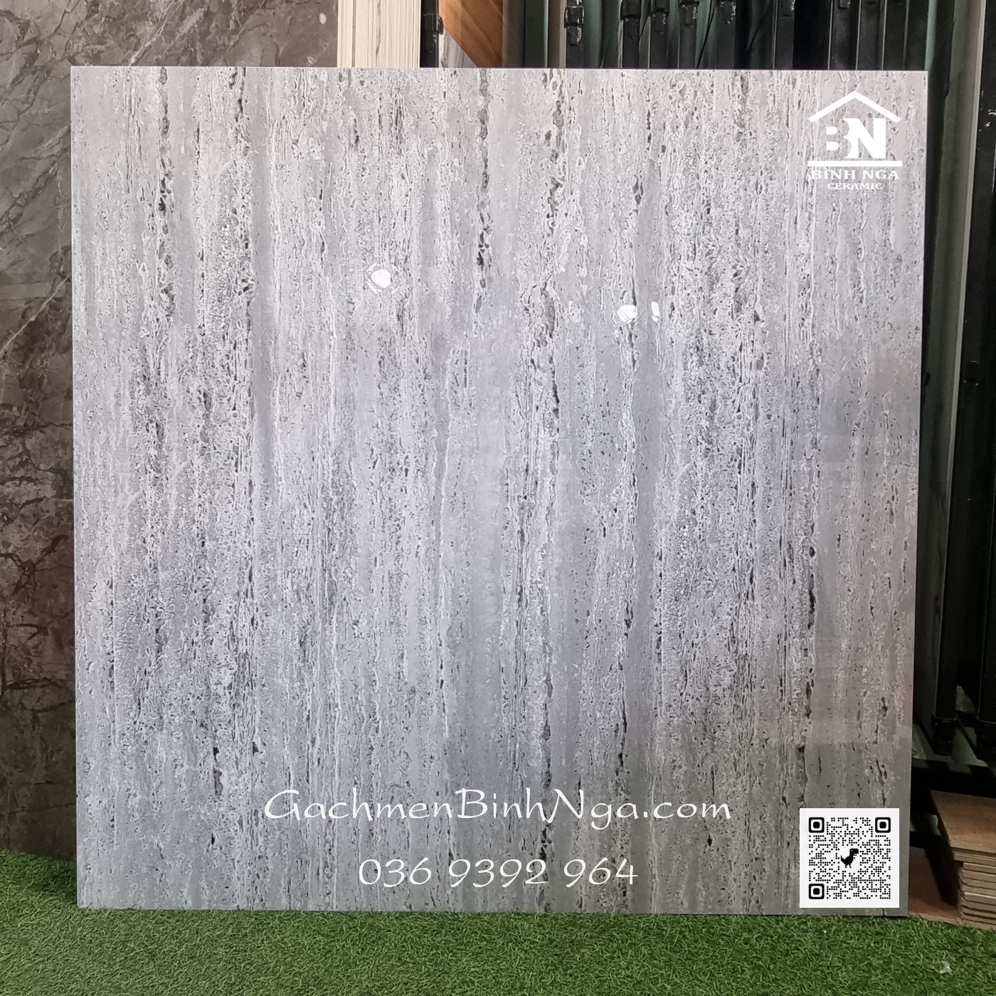 Gạch lát nền 120x120cm vân gỗ cổ màu xám ghi  bóng kính cao cấp