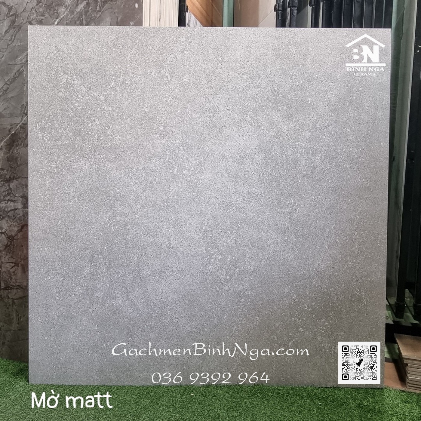 Gạch lát nền 1m2x1m2 bề mặt mờ matt màu xám chấm đốm