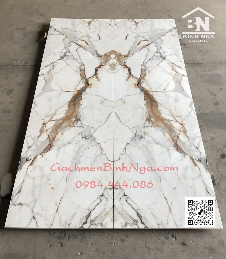 Đá granite nhân tạo khổ lớn 120x240 vân đối xứng trắng vân marble