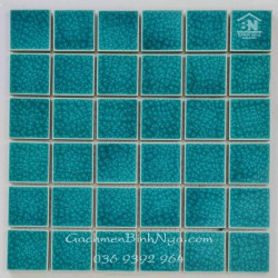 Gạch Mosaic men rạn dán hồ bơi màu xanh lục 4806