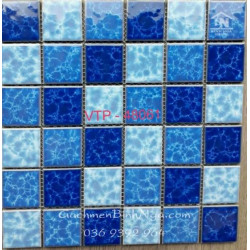Gạch Mosaic dán hồ bơi men sần 3 màu xanh