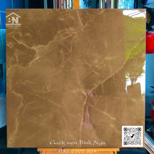 Gạch bóng kính 80x80cm màu nâu da bò