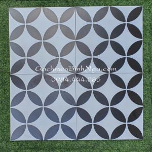 Gạch 30x30 bông đồng tiền đen trắng GB3010