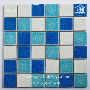 Gạch mosaic ốp hồ bơi men rạn phối 3 màu 48x48