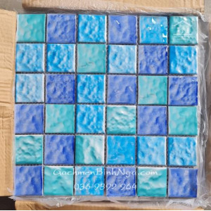 Gạch Mosaic gốm men sần cao cấp dán hồ bơi