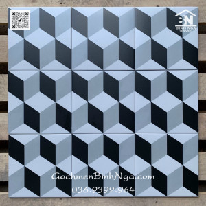 Gạch bông 3D 20x20 hình lập phương màu xám