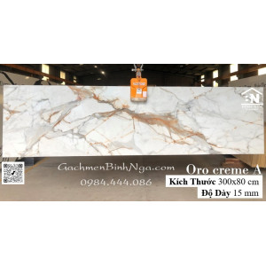 Đá granite nhân tạo Ấn độ vân đối xứng Oro creme A 300x80 bóng cao cấp