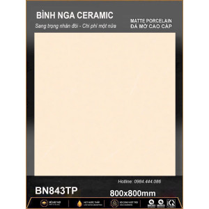 Gạch 80x80 Đá Mờ Kem Sáng Bình Nga BN843TP Chính Hãng