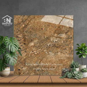 Gạch lát nền 60x60 vân đá hoa cương nâu vàng