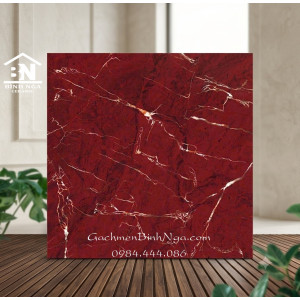Gạch Cẩm Thạch 60x60 Màu Đỏ Vân Trắng Bóng Kính