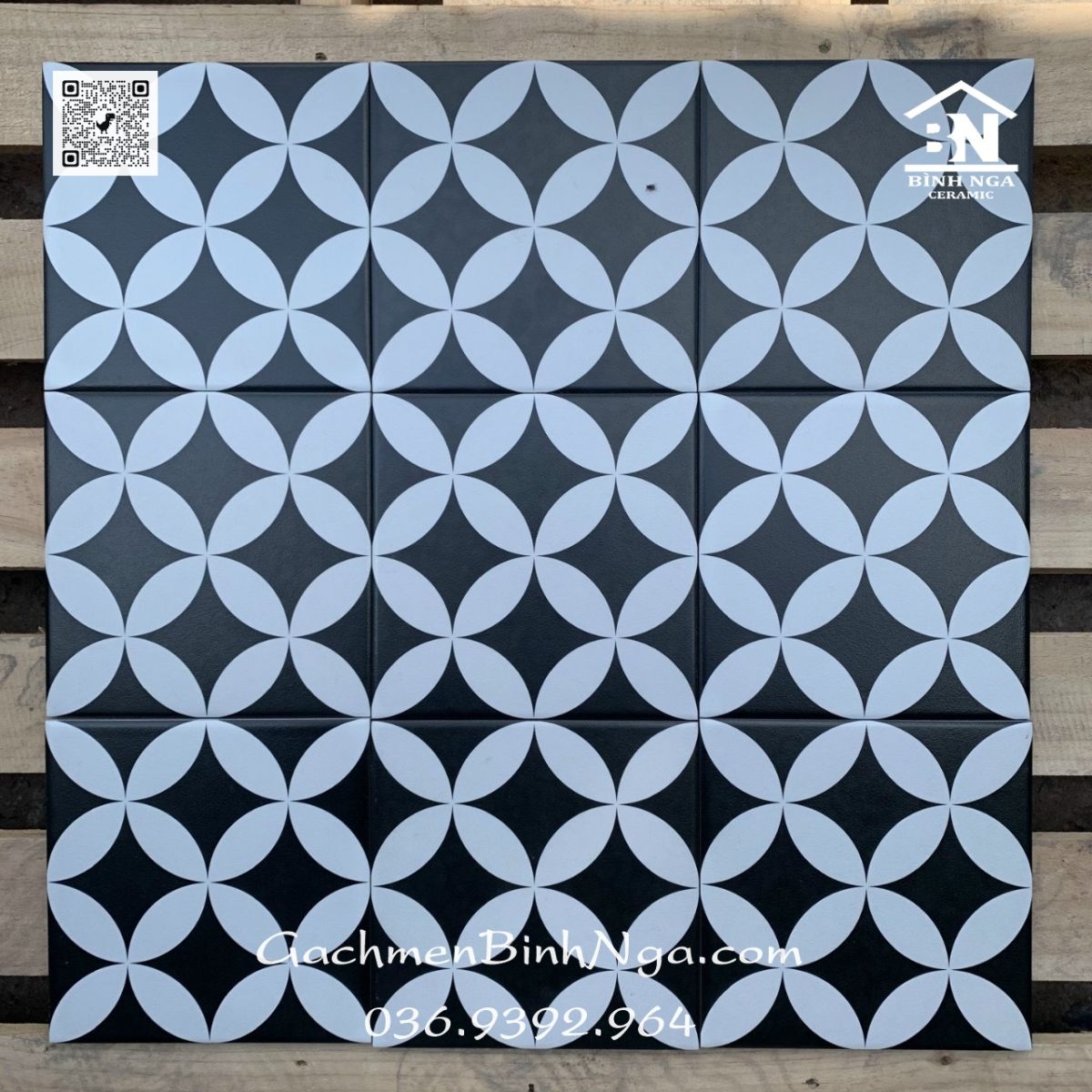 Gạch đồng xu 20x20 đen trắng