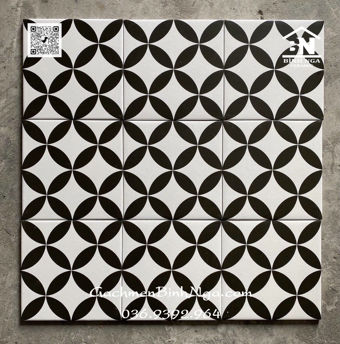 Gạch hoa văn đồng tiền 20x20 lát nền nhà hàng
