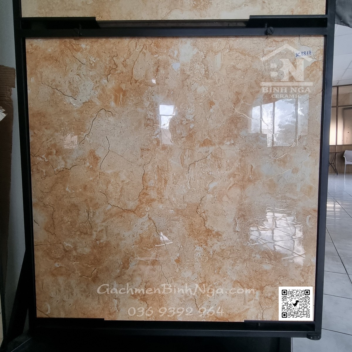Gạch lát nền 80x80 đồng chất khắc kim bóng kính nhập khẩu