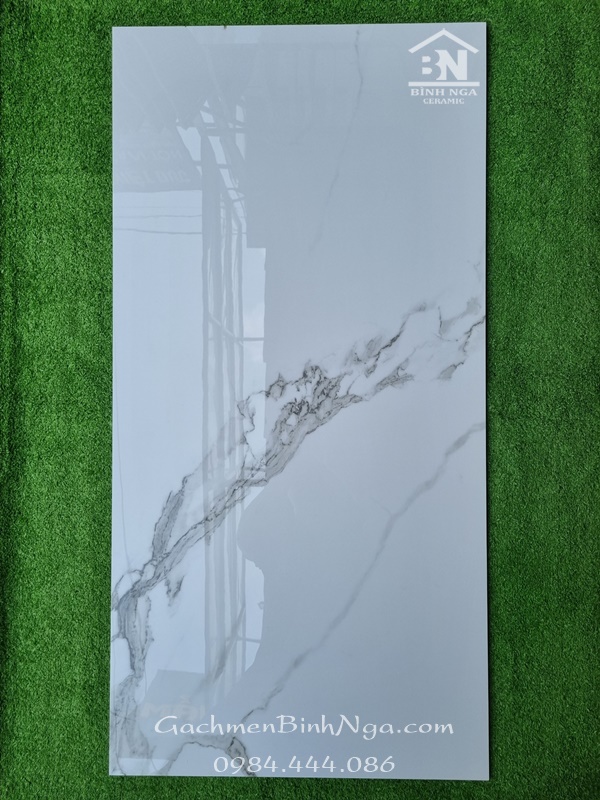 Gạch lát nền 60x120 cao cấp trắng vân mây nhẹ